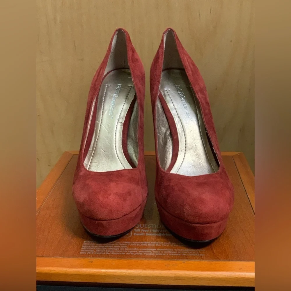 BCBGeneration Chic Red Suede Platform Heels. Size-7.5 - Picture 2 of 6